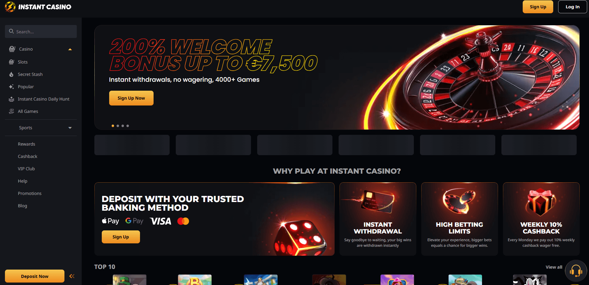 instantcasino online casinos main page